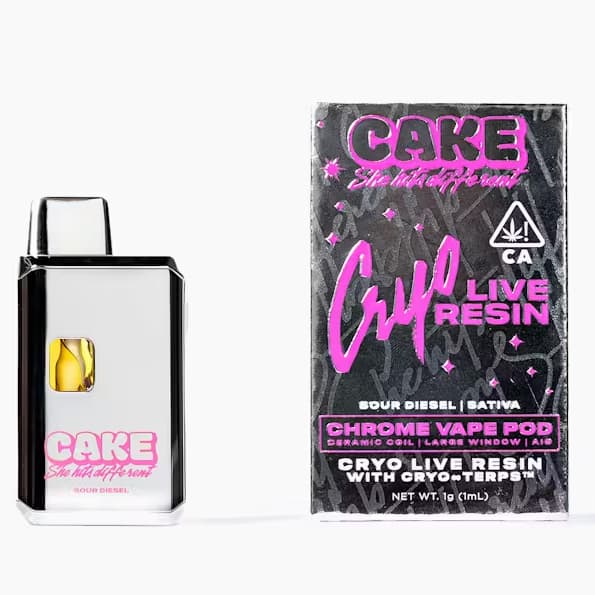 Cake 1 G Live Resin Cryo Disposable   Sour Diesel