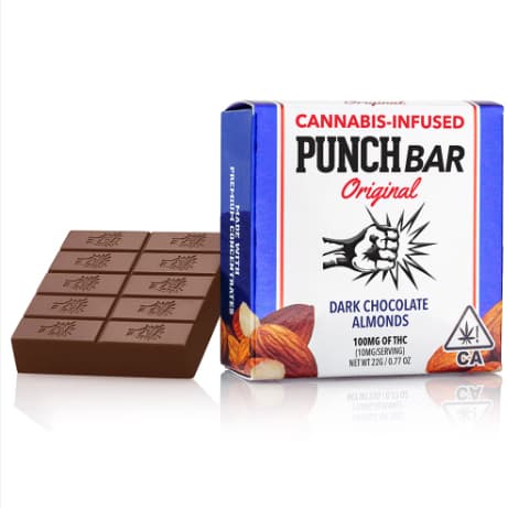 Punch Edibles 100 Mg Punch Bar   Dark Chocolate Almonds